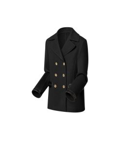 Donna Louis Vuitton Cappotti E Giacche | Cappotto Doppiopetto Con Dettagli In Pelle