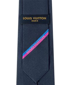 Uomo Louis Vuitton Cravatte E Fazzoletti Da Taschino | Cravatta Lv Bottom Stripes Blu Marine