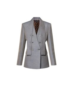 Donna Louis Vuitton Cappotti E Giacche | Blazer In Gabardine Di Lana Con Lavalliere