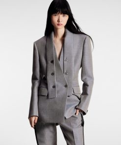 Donna Louis Vuitton Cappotti E Giacche | Blazer In Gabardine Di Lana Con Lavalliere