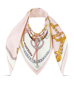 Donna Louis Vuitton Foulard In Seta E Bandeaux | Foulard Mix And Straps 90 Rose Clair