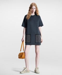 Donna Louis Vuitton Abiti | Abito T-Shirt In Maglia Con Motivo Monogram Sulle Tasche