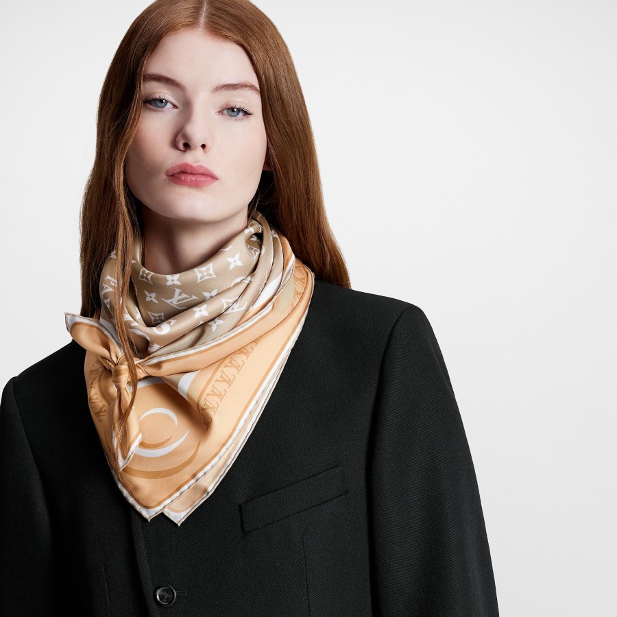 Donna Louis Vuitton Foulard In Seta E Bandeaux | Foulard Monopaname 90