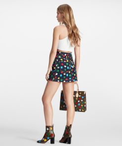 Donna Louis Vuitton Denim | Lv X Yk Minigonna In Denim Con Motivo Painted Dots