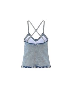 Donna Louis Vuitton Denim | Top In Denim Sbiancato