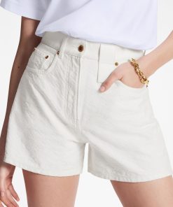 Donna Louis Vuitton Denim | Shorts In Denim Con Motivo Monogram In Jacquard