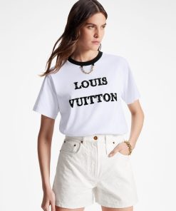 Donna Louis Vuitton Denim | Shorts In Denim Con Motivo Monogram In Jacquard