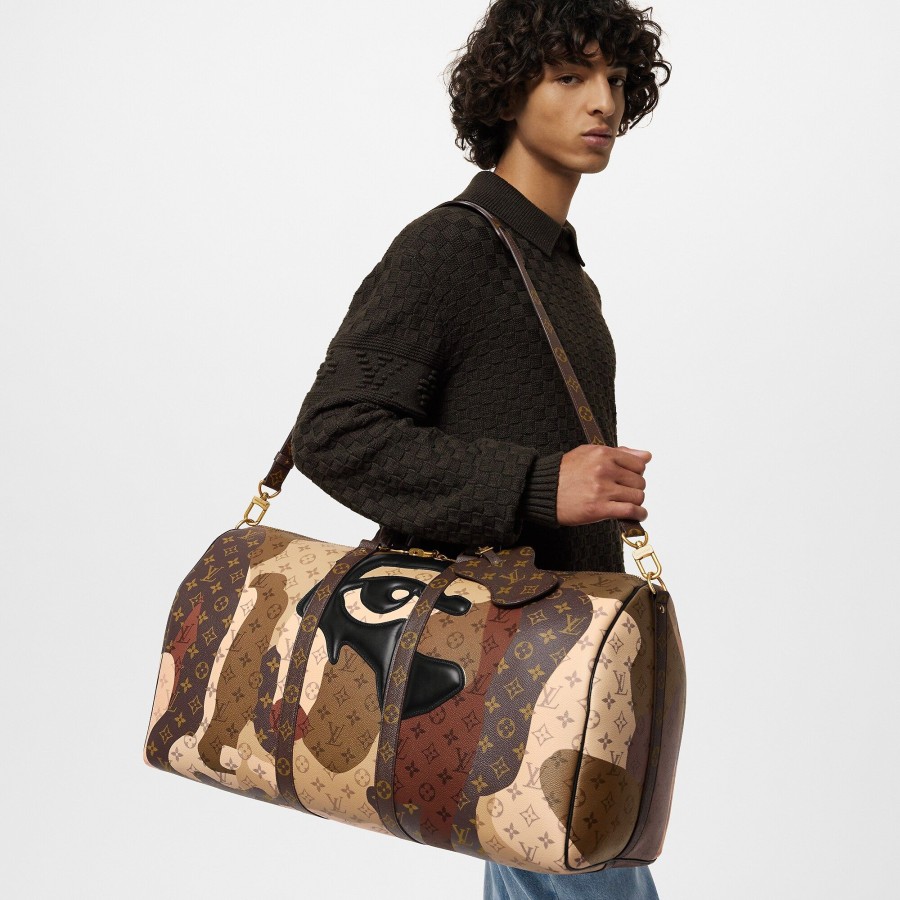 Uomo Louis Vuitton Borse Da Viaggio | Keepall Bandouliere 55