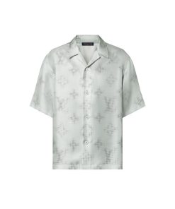 Uomo Louis Vuitton Camicie | Camicia A Maniche Corte In Seta Con Motivo Monogram Stampato