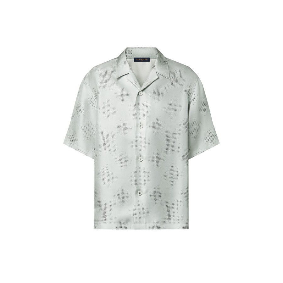 Uomo Louis Vuitton Camicie | Camicia A Maniche Corte In Seta Con Motivo Monogram Stampato