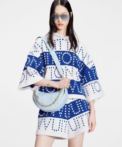 Donna Louis Vuitton Gonne E Shorts | Bermuda A Righe Con Firme Oversize Blu Francia