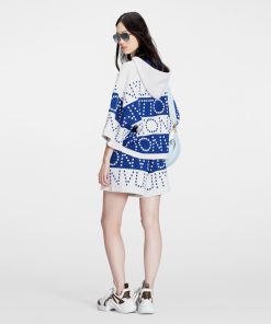 Donna Louis Vuitton Gonne E Shorts | Bermuda A Righe Con Firme Oversize Blu Francia