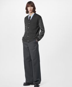 Uomo Louis Vuitton Maglieria E Felpe | Cardigan In Misto Cachemire Con Motivo Monogram Anthracite