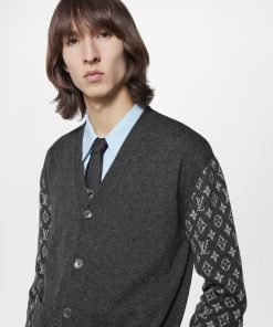 Uomo Louis Vuitton Maglieria E Felpe | Cardigan In Misto Cachemire Con Motivo Monogram Anthracite