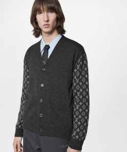 Uomo Louis Vuitton Maglieria E Felpe | Cardigan In Misto Cachemire Con Motivo Monogram Anthracite