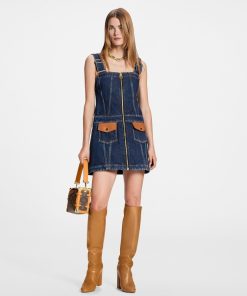 Donna Louis Vuitton Denim | Miniabito In Denim Con Dettagli In Pelle