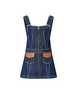 Donna Louis Vuitton Denim | Miniabito In Denim Con Dettagli In Pelle