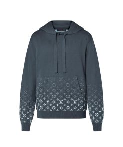 Uomo Louis Vuitton Maglieria E Felpe | Felpa In Cotone Con Motivo Monogram Gradient E Cappuccio Grigio