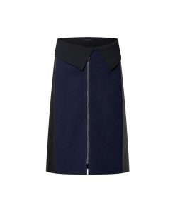 Donna Louis Vuitton Gonne E Shorts | Gonna Con Zip E Inserto In Pelle Blu Navy