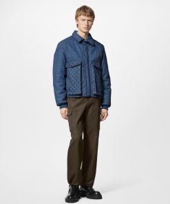 Uomo Louis Vuitton Capispalla E Cappotti | Giacca In Denim Imbottita Con Motivo Monogram