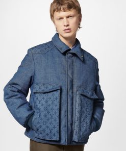 Uomo Louis Vuitton Capispalla E Cappotti | Giacca In Denim Imbottita Con Motivo Monogram