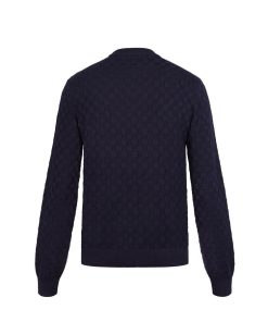 Uomo Louis Vuitton Maglieria E Felpe | Maglia Girocollo Con Motivo Damier Bleu Nuit Fonce