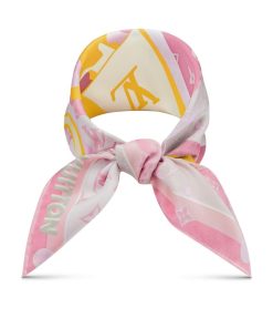 Donna Louis Vuitton Foulard In Seta E Bandeaux | Foulard Lv Unlocked 45 Rose