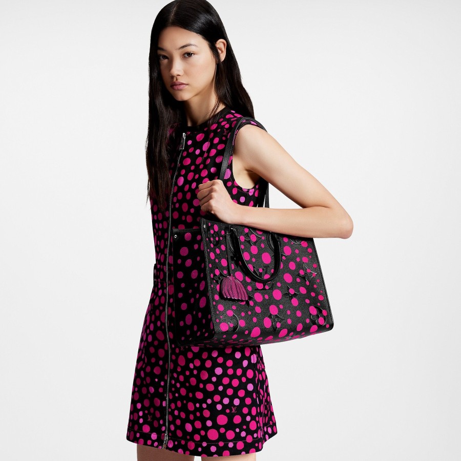 Donna Louis Vuitton Totes | Lv X Yk Borsa Onthego Mm Noir Fuchsia