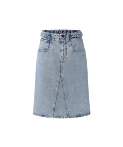 Donna Louis Vuitton Denim | Gonna Midi In Denim Sbiancato