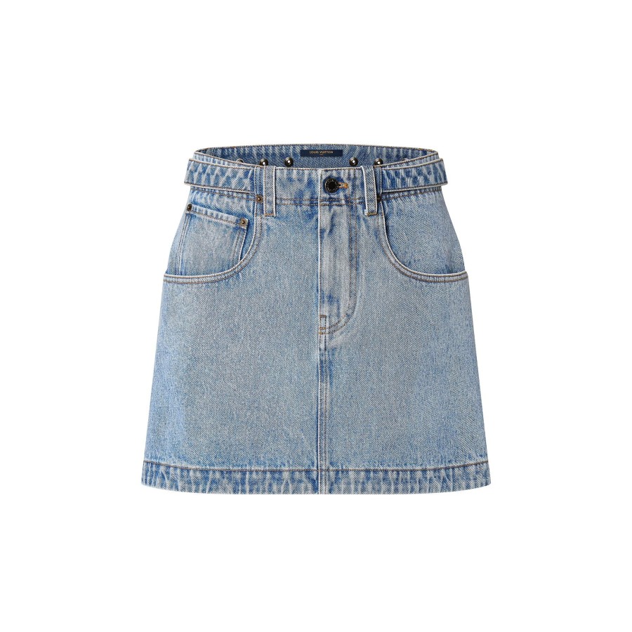 Donna Louis Vuitton Gonne E Shorts | Minigonna In Denim Sbiancato