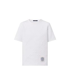 Donna Louis Vuitton Camicie E T-Shirt | T-Shirt Con Motivo Monogram 3D Blanc Lait