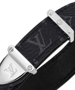 Uomo Louis Vuitton Bracciali | Bracciale In Pelle Reversibile Lv Trunk Grigio