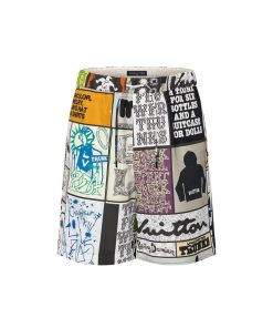 Uomo Louis Vuitton Pantaloni | Shorts In Misto Seta Con Coulisse E Stampa