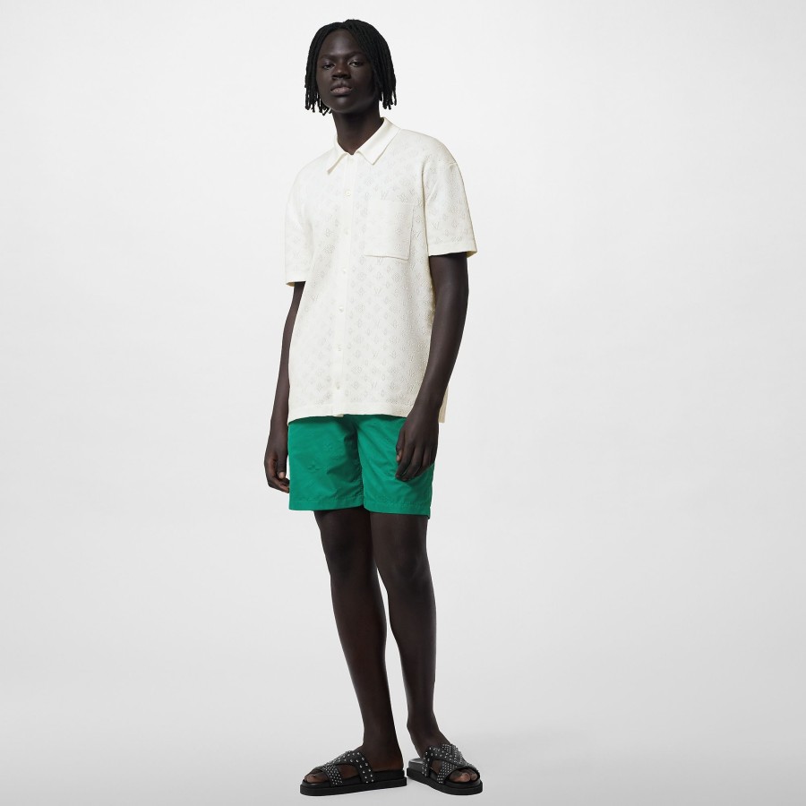 Uomo Louis Vuitton Costumi | Shorts Da Surf In Nylon Con Motivo Monogram Verde