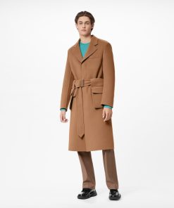 Uomo Louis Vuitton Capispalla E Cappotti | Cappotto Con Cintura E Motivo Damier