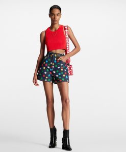 Donna Louis Vuitton Denim | Lv X Yk Shorts In Denim Con Motivo Painted Dots