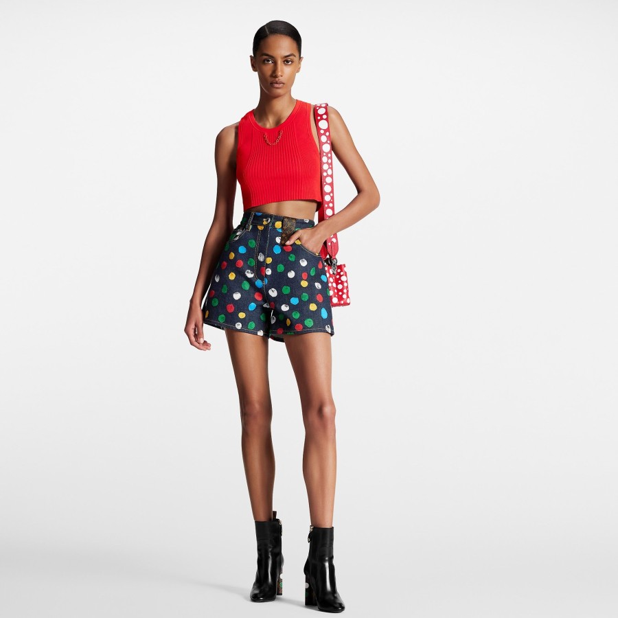 Donna Louis Vuitton Denim | Lv X Yk Shorts In Denim Con Motivo Painted Dots