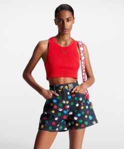 Donna Louis Vuitton Denim | Lv X Yk Shorts In Denim Con Motivo Painted Dots