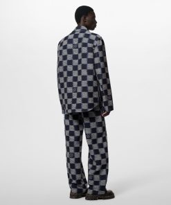 Uomo Louis Vuitton Pantaloni | Pantaloni In Stile Workwear In Lana Con Motivo Damier