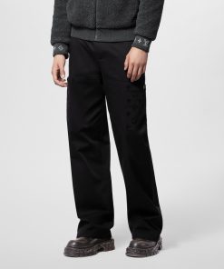 Uomo Louis Vuitton Pantaloni | Pantaloni In Cotone In Stile Workwear Noir