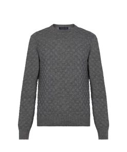 Uomo Louis Vuitton Maglieria E Felpe | Maglia Girocollo Con Motivo Damier Gris Fonce