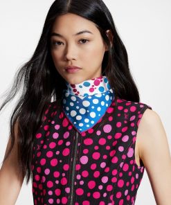 Donna Louis Vuitton Foulard In Seta E Bandeaux | Lv X Yk Foulard Infinity Dots 45 Bianco/Blu