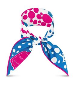 Donna Louis Vuitton Foulard In Seta E Bandeaux | Lv X Yk Foulard Infinity Dots 45 Bianco/Blu