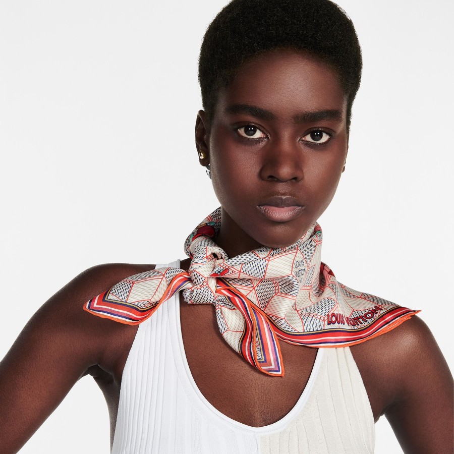 Donna Louis Vuitton Foulard In Seta E Bandeaux | Foulard Damier Pop Up 70