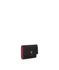 Donna Louis Vuitton Portafogli Compatti | Portafoglio Compatto Capucines Nero/Rosa