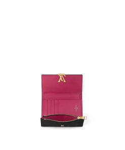 Donna Louis Vuitton Portafogli Compatti | Portafoglio Compatto Capucines Nero/Rosa