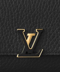 Donna Louis Vuitton Portafogli Compatti | Portafoglio Compatto Capucines Nero/Rosa