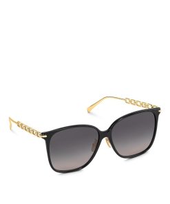 Donna Louis Vuitton Occhiali Da Sole | Occhiali Da Sole My Lv Chain Two Classic Square Black