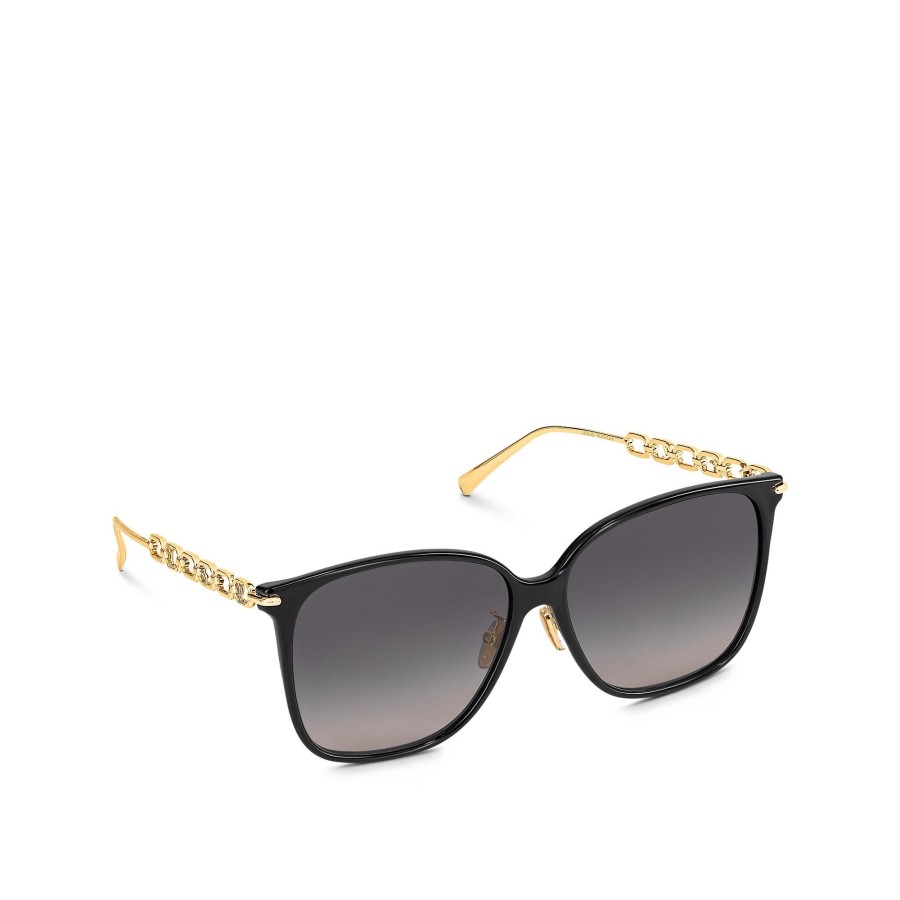 Donna Louis Vuitton Occhiali Da Sole | Occhiali Da Sole My Lv Chain Two Classic Square Black