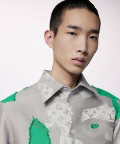 Uomo Louis Vuitton Camicie | Giacca A Camicia In Cotone Di Fil Coupe Stampato Verde